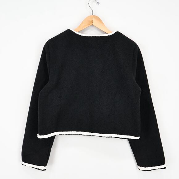 J.Crew Women's Cropped Boucle Yarn Lady Jacket Black White Size Medium NWT - Picture 7 of 8